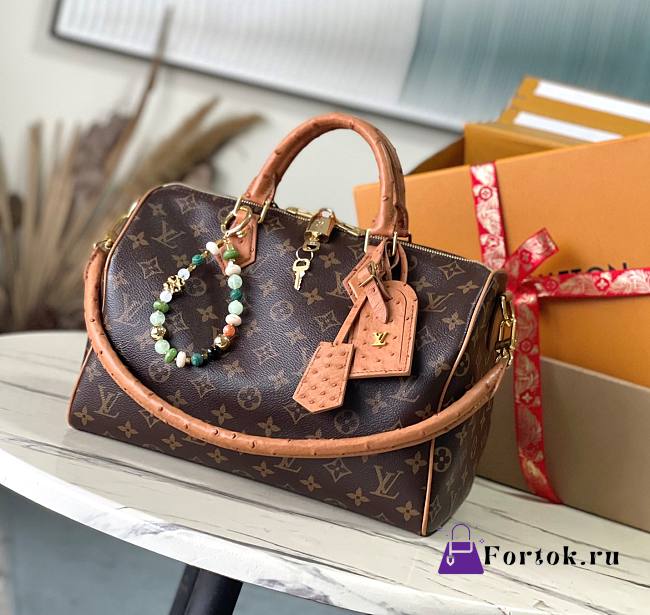 Fortok Louis Vuitton Speedy Soft 30 Boho Bag Monogram Tan M12243 30x21x17cm - 1