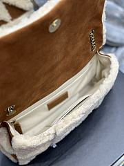 Fortok Saint Laurent Suede Shearling Patchwork Monogram Medium Jamie Brown Beige 515821 25x15x7.5cm - 3