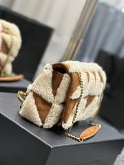 Fortok Saint Laurent Suede Shearling Patchwork Monogram Medium Jamie Brown Beige 515821 25x15x7.5cm - 4
