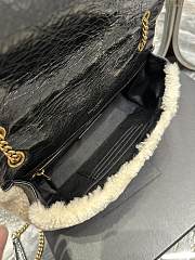Fortok Saint Laurent Suede Shearling Patchwork Monogram Medium Jamie Black Beige 515821 25x15x7.5cm - 6