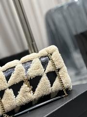 Fortok Saint Laurent Suede Shearling Patchwork Monogram Medium Jamie Black Beige 515821 25x15x7.5cm - 5