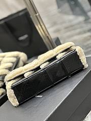 Fortok Saint Laurent Suede Shearling Patchwork Monogram Medium Jamie Black Beige 515821 25x15x7.5cm - 3