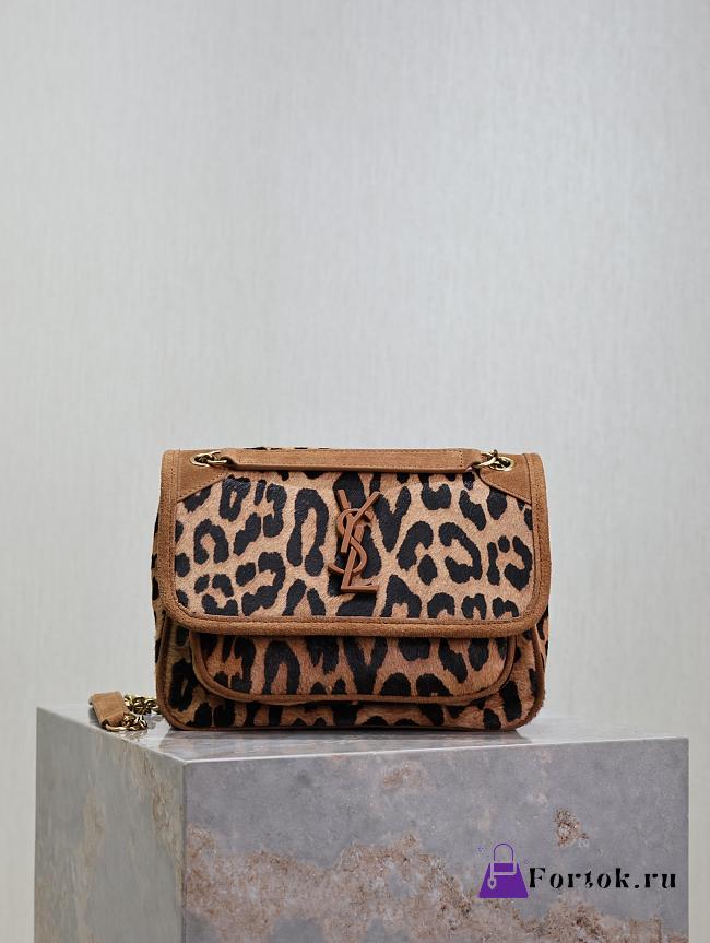 Fortok Saint Laurent Leopard Niki Shoulder Bag 633151 22×16.5×12cm - 1