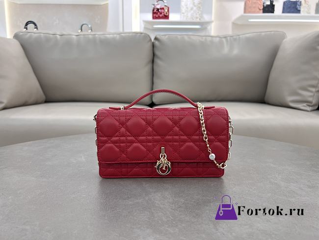 Fortok Dior Miss Dior Bag Red Cannage Lambskin 21x11.5x4.5cm - 1