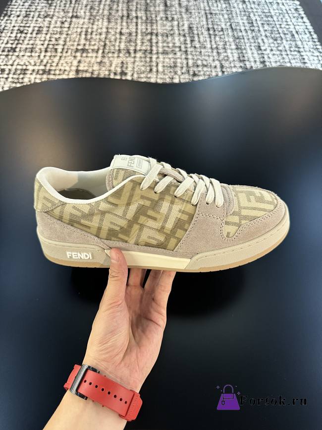 Fortok Fendi Match FF Jacquard Low-Top Sneakers Beige - 1