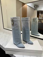 Fortok Givenchy Shark Lock Boots In Denim With Strass - 1