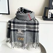 Fortok Burberry Classic Cashmere Plaid Scarf Grey 32x180cm - 1
