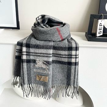 Fortok Burberry Classic Cashmere Plaid Scarf Grey 32x180cm