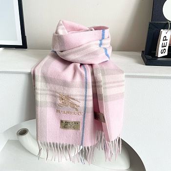 Fortok Burberry Classic Cashmere Plaid Scarf Pink 32x180cm