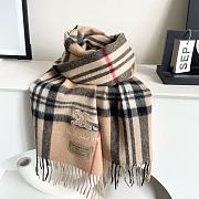 Fortok Burberry Classic Cashmere Plaid Scarf Beige 32x180cm - 1