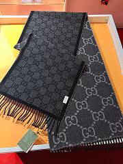 Fortok Gucci Double-sided GG Jacquard Scarf Grey & Black 34x194cm - 1