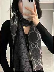 Fortok Gucci Double-sided GG Jacquard Scarf Grey & Black 34x194cm - 6