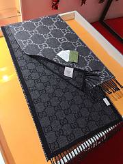 Fortok Gucci Double-sided GG Jacquard Scarf Grey & Black 34x194cm - 3