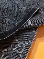 Fortok Gucci Double-sided GG Jacquard Scarf Grey & Black 34x194cm - 4