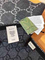 Fortok Gucci Double-sided GG Jacquard Scarf Grey & Black 34x194cm - 2