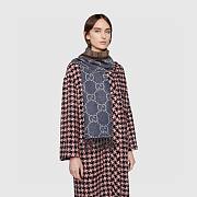Fortok Gucci Double-sided GG Jacquard Scarf Blue & Grey 34x194cm - 5