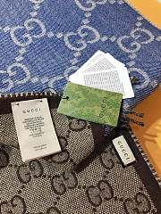 Fortok Gucci Double-sided GG Jacquard Scarf Blue & Grey 34x194cm - 4