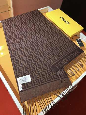 Fortok Fendi Cashmere Scarf Dark Brown 32x200cm