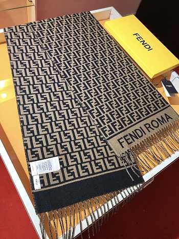 Fortok Fendi Cashmere Scarf Brown & Black 32x200cm
