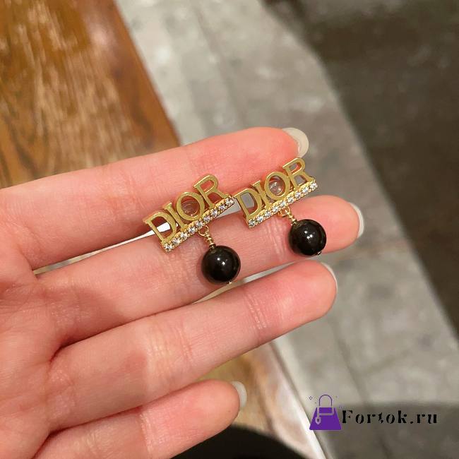 Fortok Dior Revolution Black Pearl Earrings - 1