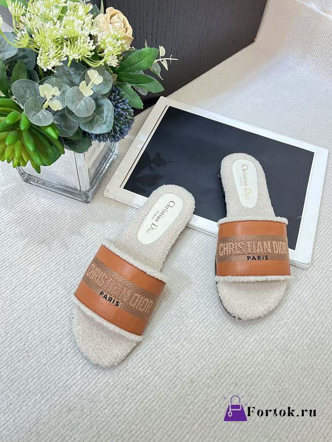 Fortok Dior Dway Cotton Slides Brown  - 1