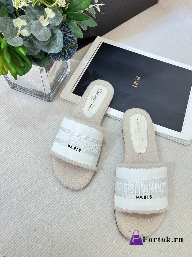 Fortok Dior Dway Cotton Slides White - 1