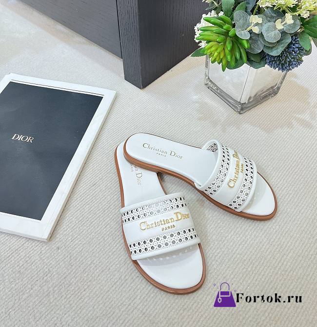 Fortok Dior D-Lane Slides White  - 1