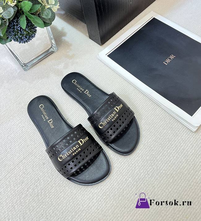 Fortok Dior D-Lane Slides Black - 1