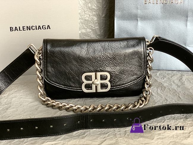 Fortok Balenciaga BB Soft Shoulder Bag Black 14x23x3cm   - 1