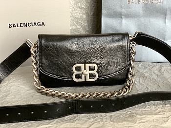 Fortok Balenciaga BB Soft Shoulder Bag Black 14x23x3cm  
