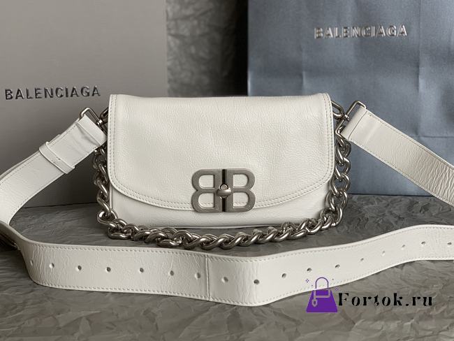 Fortok Balenciaga BB Soft Shoulder Bag White 14x23x3cm   - 1