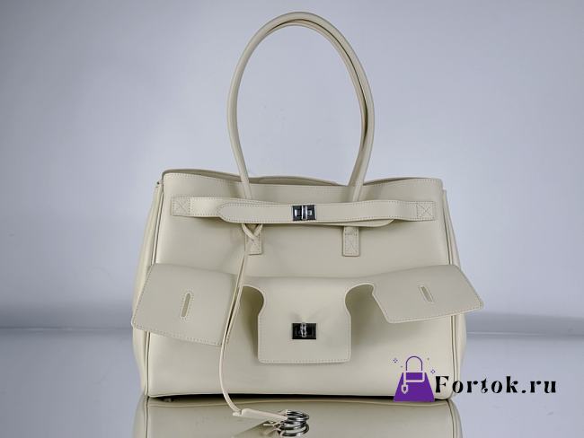 Fortok Balenciaga Bel-Air Bag White Silver Buckle 37x26x17cm - 1
