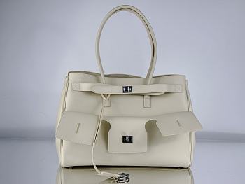 Fortok Balenciaga Bel-Air Bag White Silver Buckle 37x26x17cm
