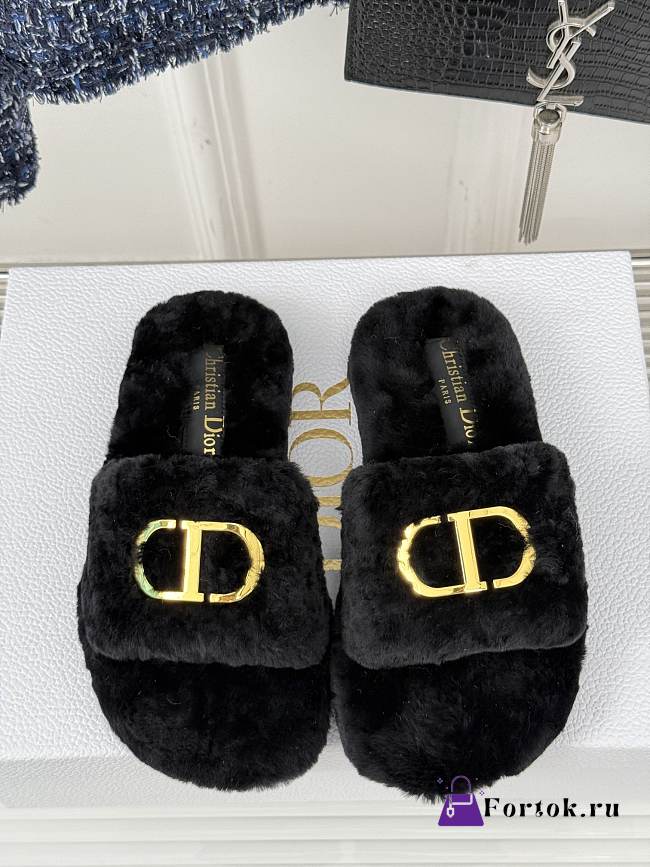 Fortok Dior 24S Furry Slippers Black - 1