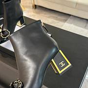 Fortok Chanel Chain Side Bow Thick-heel Ankle Boots Black - 2