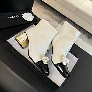 Fortok Chanel Chain Side Bow Thick-heel Ankle Boots White - 2