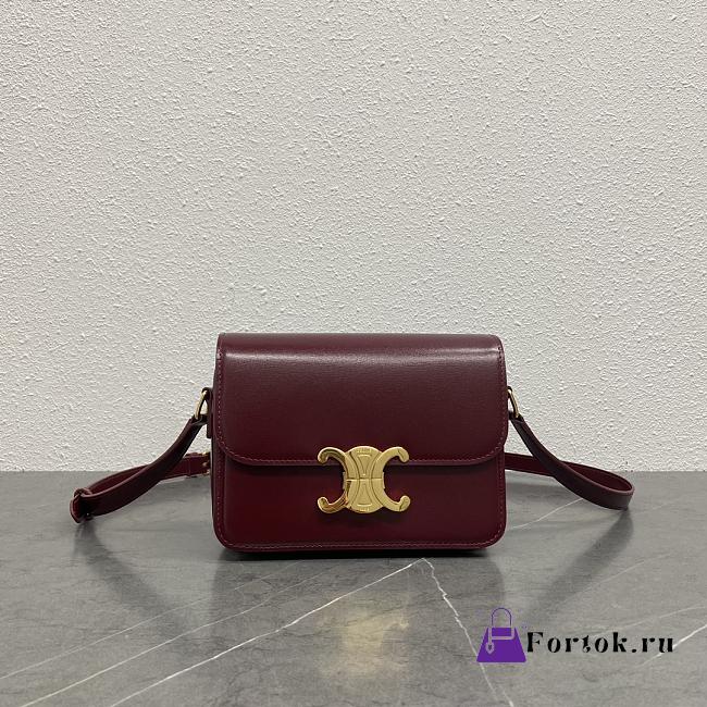Fortok Celine Teen Triomphe Bag Burgundy 188423 18.5x14x6cm - 1