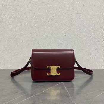 Fortok Celine Teen Triomphe Bag Burgundy 188423 18.5x14x6cm