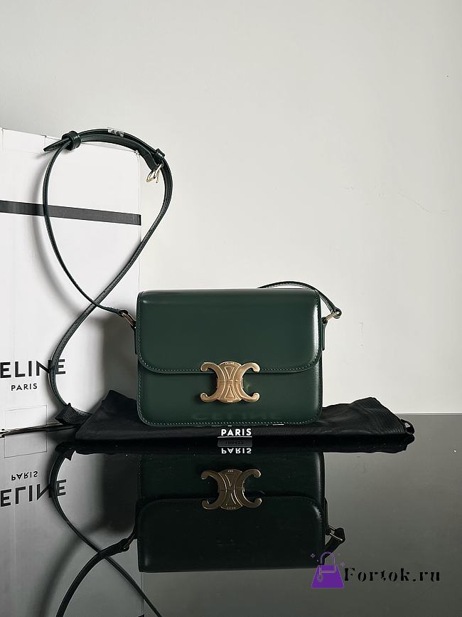 Fortok Celine Teen Triomphe Bag Dark Green 18.5x14x6cm - 1