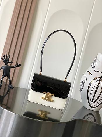 Fortok Celine Teen Garance Bag In Bicolour Patent Calfskin Black & White 18.5x13x6cm 