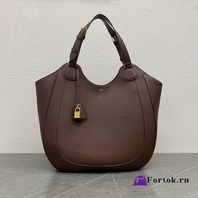 Fortok Celine Meo Bag In Supple Calfskin Dark Brown 119353 36x12x33cm - 1