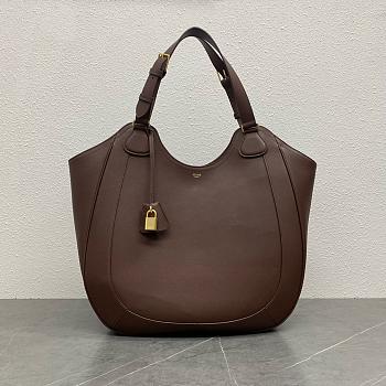 Fortok Celine Meo Bag In Supple Calfskin Dark Brown 119353 36x12x33cm
