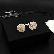 Fortok Chanel Camellia Earrings With Diamonds Gold - 6
