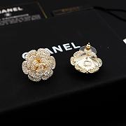 Fortok Chanel Camellia Earrings With Diamonds Gold - 5
