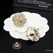 Fortok Chanel Camellia Earrings With Diamonds Gold - 3
