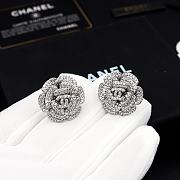 Fortok Chanel Camellia Earrings With Diamonds Silver - 1