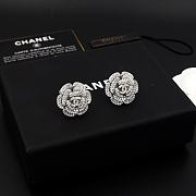 Fortok Chanel Camellia Earrings With Diamonds Silver - 6