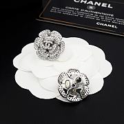 Fortok Chanel Camellia Earrings With Diamonds Silver - 5
