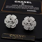 Fortok Chanel Camellia Earrings With Diamonds Silver - 2