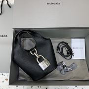Fortok Balenciaga Black Locker Hobo Small Shoulder Bag Silver Buckle 15x15x15cm - 1